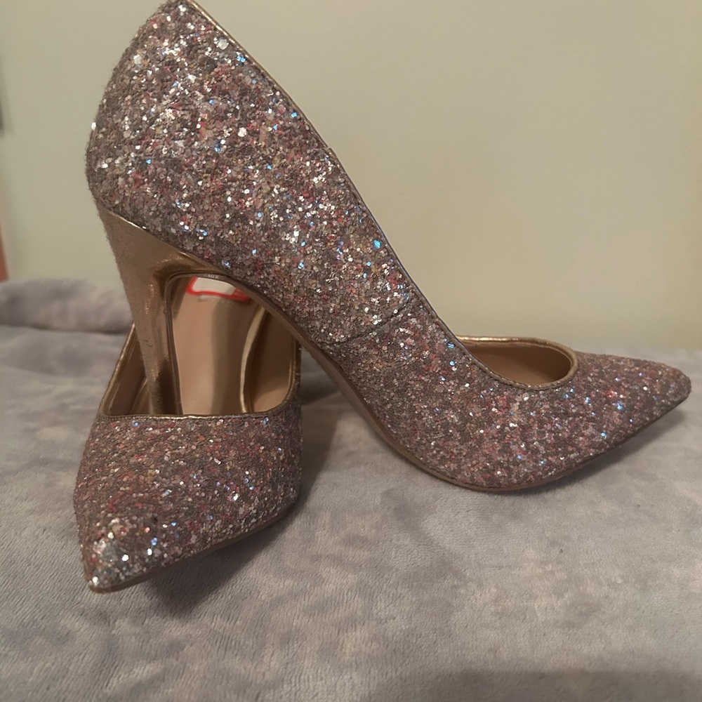 Steve Madden Pink and Gold Glitter Heels